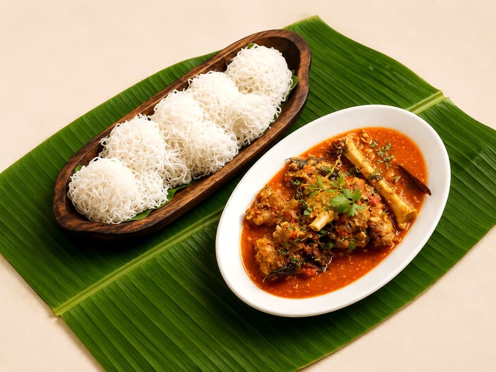 Idiyappam (3pcs) with Chicken Gravy