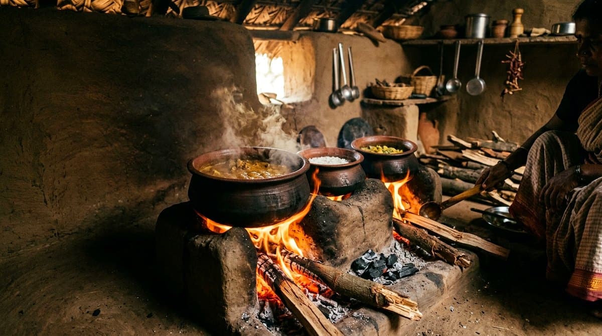 Slow Firewood Cooking in Earthen Clay Pots