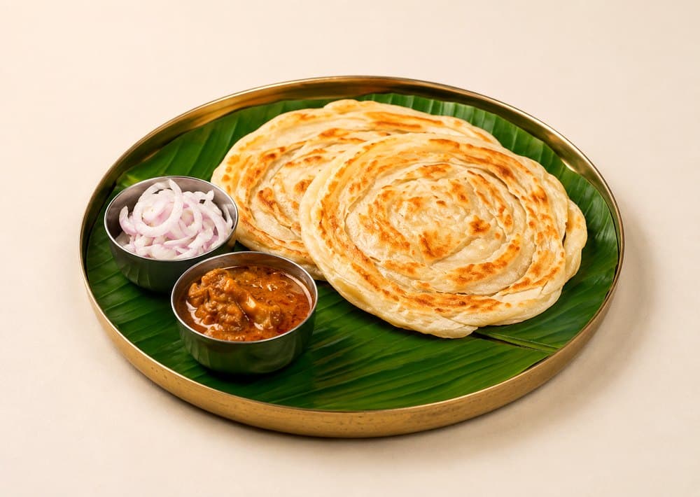 Flaky Bun Parotta with Salna